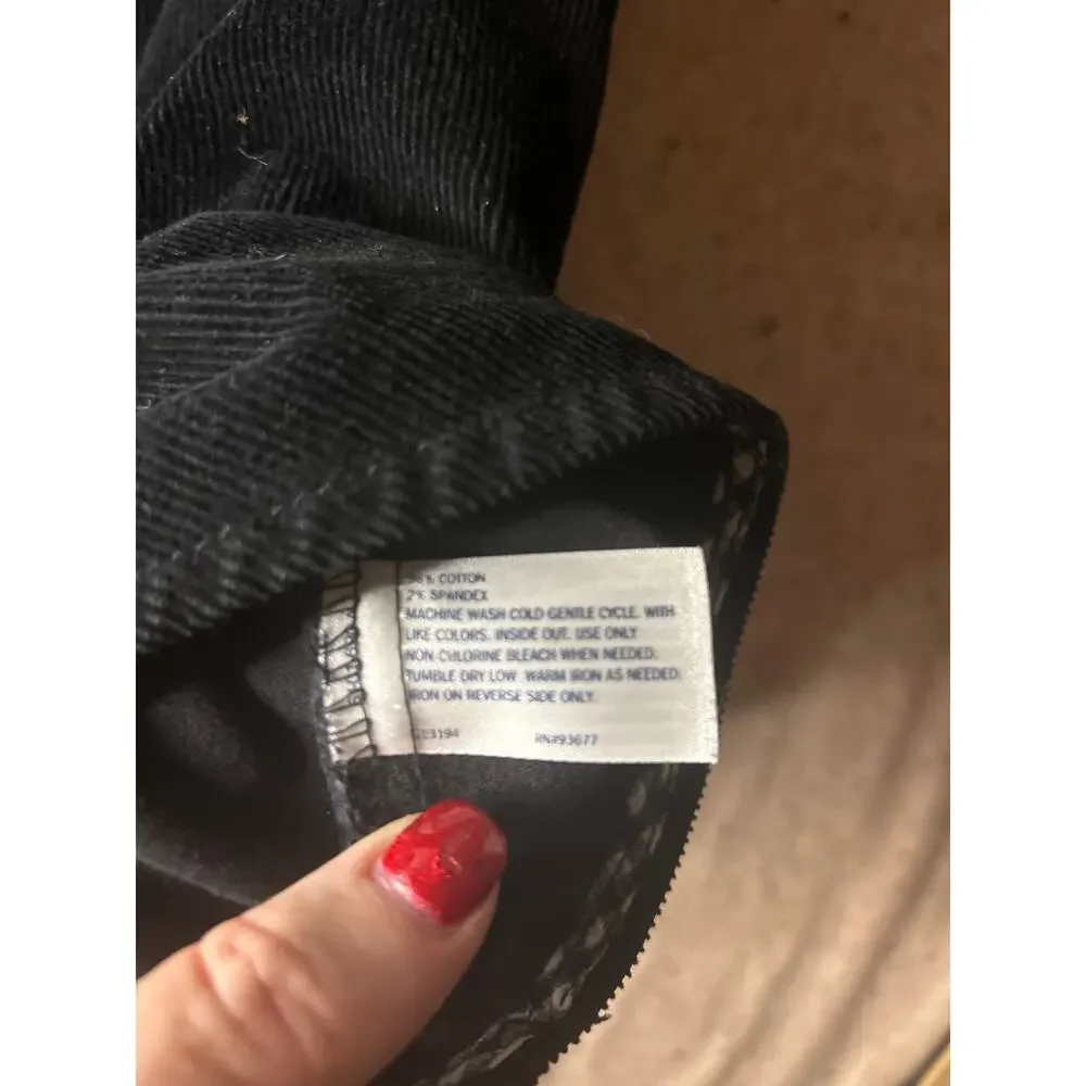 St Johns Bay Black Corduroy Stretch Fitted Blazer Gingham Trim XL Women's - Picture 6 of 9